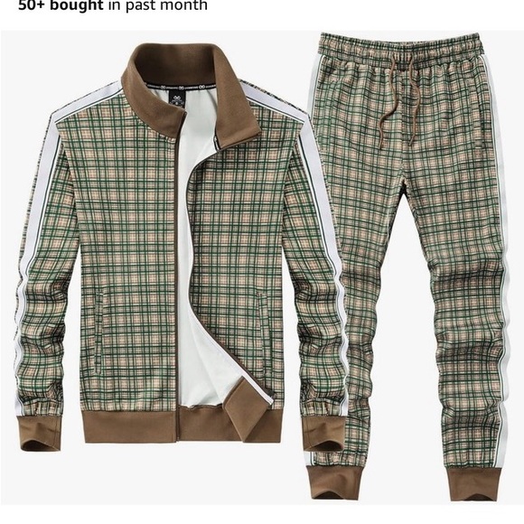Plaid Track Suit with Brown Accents - Picture 3 of 5